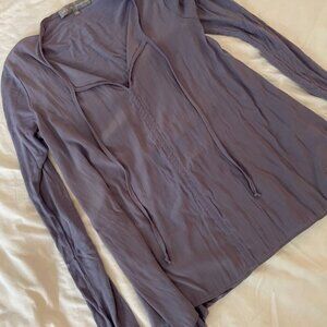 Lola & Sophie XS Y2K Lavender Long Sleeve Hoodie Top - Rayon & Spandex Blend